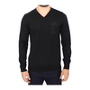 Black Wool Blend V-neck Pullover Sweater