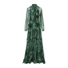 Green Silk Malachite Pattern Long Dress