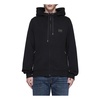 Black Cotton Jersey Hoodie with Metal Logo Tag