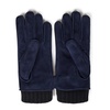 Blue Leather Knit Cuff Gloves