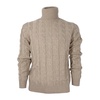 Men's Slim Fit Braided Turtleneck Camel