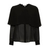 Black Blouse with Cape in Silk Georgette Woman