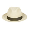 White Straw Panama Hat with Logo Band