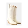 Snake-Embossed Leather Boots - Beige