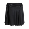 Black Pleated Skirt with Faux-Leather Trim