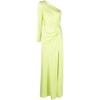 Asymmetric silk crepe long dress