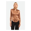 Brown Silk Long Sleeve Shirt