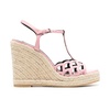 Pink Leather Wedge Sandal