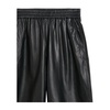 Black Leather Cropped Trousers with Pockets