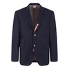 Blue Cotton Jacket with Tricolor Stripe Detail