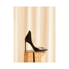 Black Leather Closed Heel Pumps