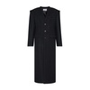 Black Wool Long Coat with Corset