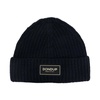 Black Ribbed Knit Logo Patch Beanie