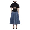 denim skirt with ruffle hem