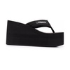 Black Logo Patch Thong Sandals