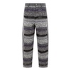 Grey Loose-Fit Denim Trousers with Multicolored Striped Front Inserts