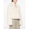 White Faux-Fur Jacket with Wide Lapels