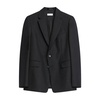 Black Wool Blazer with Notched Lapel