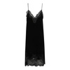 Black Lace Trim Velvet Slip Dress