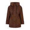 Brown Midi Down Jacket with Gothic Monogram Logo