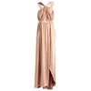 Long satin dress with torchon detail