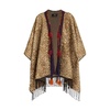 Animalier Wool Cape with Fringes