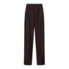 Pinstripe Straight Leg Tailor Trousers Coffee