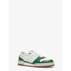 White Leather Lace-up Sneakers with Green Details