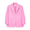 Pink Faux Leather Button Blazer