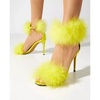 Yellow Feather High Heel Sandals