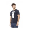 Blue Cotton T-Shirt with Front Print