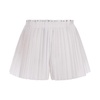 White Pleated Drawstring Shorts with Studs