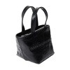 Black Leather Shoulder Bag Tie-Top