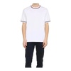 White Cotton T-Shirt with Ribbed Trims