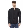 Trendy Black Shirt with Mandarin Collar