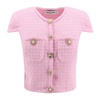 Pink Crew-Neck Topwear with Snap Buttons