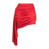 Red Draped Mini Skirt