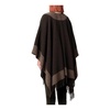 Contrast Wool Blend Cape in Dark Green