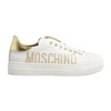 White Leather Sneaker with Gold Strass Logo