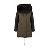 Military Style Quilted Coat with Removable Fur