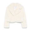 White Faux-Fur Jacket with Wide Lapels