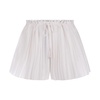 White Pleated Drawstring Shorts with Studs