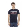 Mens Blue Cotton T-Shirt with Front Print