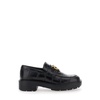 Black Loafers With Logo Plate In Leather Woman