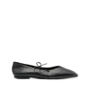 Black Leather Square Toe Slip-On Shoes