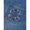 floral-embroidered belted jeans