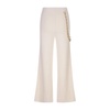 White Wide-Leg Trousers with Gold-Finish Chain Belt