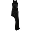 Black Draped Asymmetric Maxi Dress