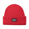 Red Ribbed Wool Beanie Hat