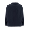 Navy Cotton Blouse with Logo Buttons